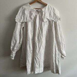 Damson Madder Cassidy Long-Sleeve Eyelet Mini Dress EUC